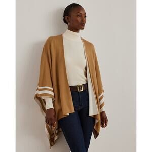 Lauren Ralph Lauren NWT Two Tone Reversible Ruana Camel Cream One Size Old Money